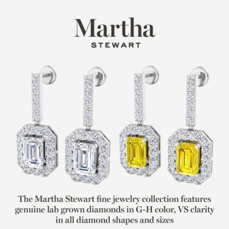 Martha Stewart 8 Carat Emerald Cut Fancy Yellow Lab Grown Diamond Drop Earrings In 14 Karat Yellow Gold