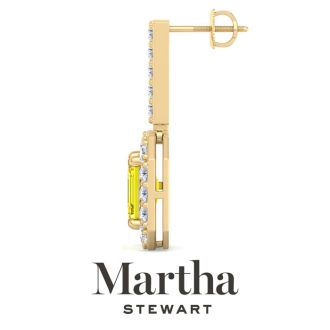 Martha Stewart 8 Carat Emerald Cut Fancy Yellow Lab Grown Diamond Drop Earrings In 14 Karat Yellow Gold