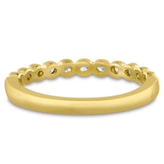 14 Karat Yellow Gold 1/4 Carat Bezel Set Diamond Eternity Band, H-I I1-I2, Ring Sizes 4 to 9 1/2