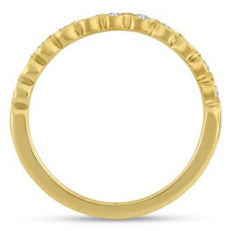 14 Karat Yellow Gold 1/4 Carat Bezel Set Diamond Eternity Band, H-I I1-I2, Ring Sizes 4 to 9 1/2
