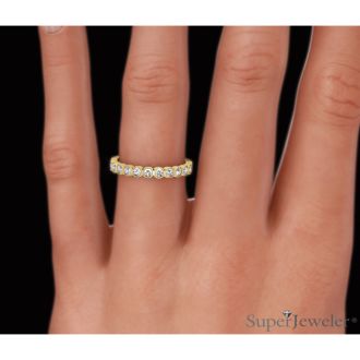 14 Karat Yellow Gold 1/4 Carat Bezel Set Diamond Eternity Band, H-I I1-I2, Ring Sizes 4 to 9 1/2