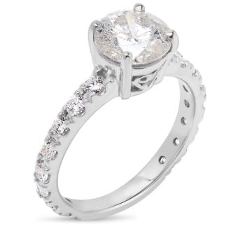 Estate Jewelry 1 3/4 Carat Natural Diamond Engagement Ring In 14K White Gold, Size 6