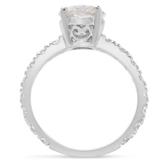 Estate Jewelry 1 3/4 Carat Natural Diamond Engagement Ring In 14K White Gold, Size 6