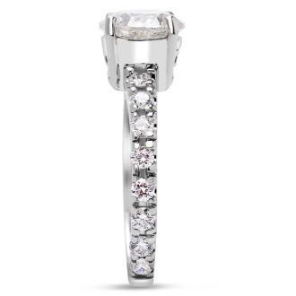 Estate Jewelry 1 3/4 Carat Natural Diamond Engagement Ring In 14K White Gold, Size 6