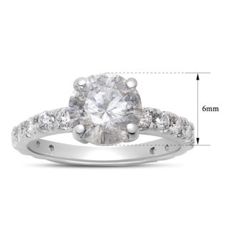 Estate Jewelry 1 3/4 Carat Natural Diamond Engagement Ring In 14K White Gold, Size 6