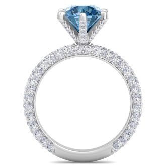 3 Carat Blue Diamond Engagement Ring In 14K White Gold