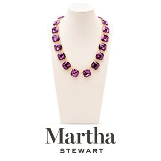 Martha Stewart Cushion Crystal Statement Necklace, Purple