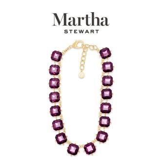 Martha Stewart Cushion Crystal Statement Necklace, Purple