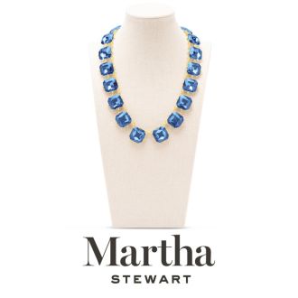 Martha Stewart Cushion Crystal Statement Necklace, Blue