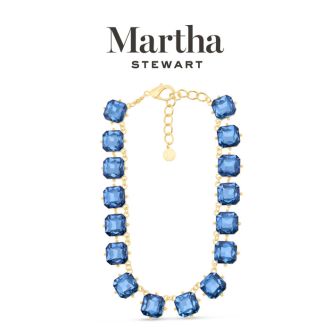 Martha Stewart Cushion Crystal Statement Necklace, Blue