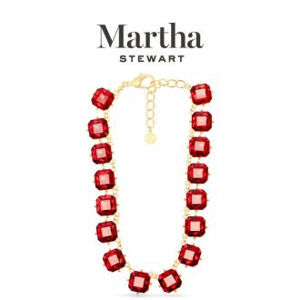 Martha Stewart Cushion Crystal Statement Necklace, Red