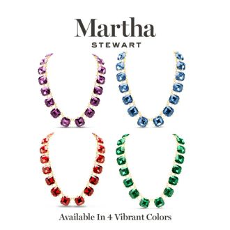 Martha Stewart Cushion Crystal Statement Necklace, Green