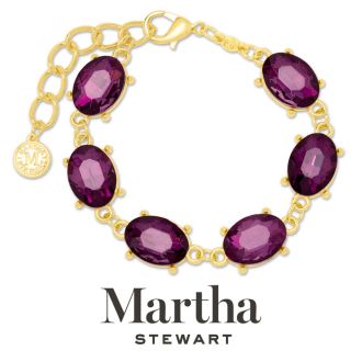 Martha Stewart Oval Crystal Statement Bracelet, Purple