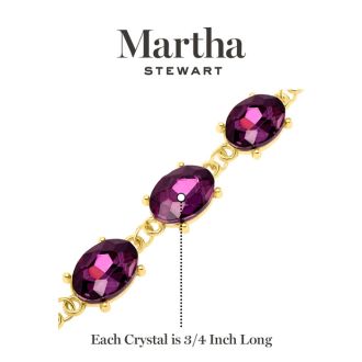 Martha Stewart Oval Crystal Statement Bracelet, Purple
