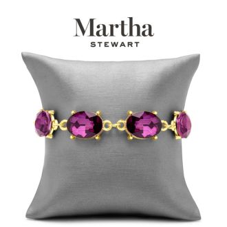 Martha Stewart Oval Crystal Statement Bracelet, Purple