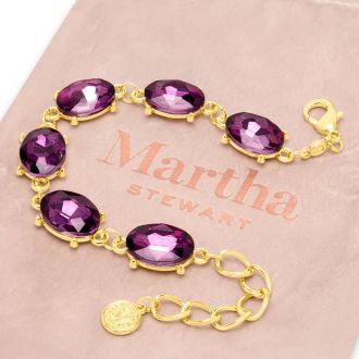 Martha Stewart Oval Crystal Statement Bracelet, Purple