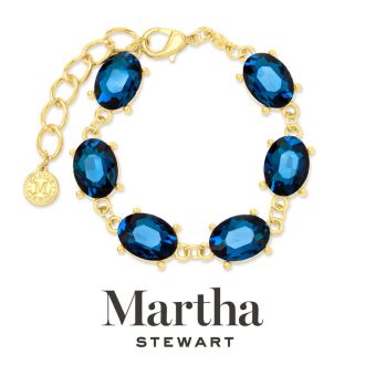 Martha Stewart Oval Crystal Statement Bracelet, Blue
