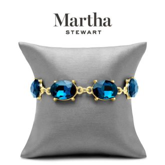 Martha Stewart Oval Crystal Statement Bracelet, Blue