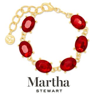 Martha Stewart Oval Crystal Statement Bracelet, Red