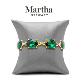 Martha Stewart Oval Crystal Statement Bracelet, Green