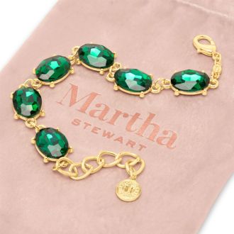 Martha Stewart Oval Crystal Statement Bracelet, Green