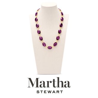 Martha Stewart Oval Crystal Statement Necklace, Purple