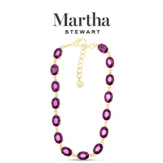 Martha Stewart Oval Crystal Statement Necklace, Purple
