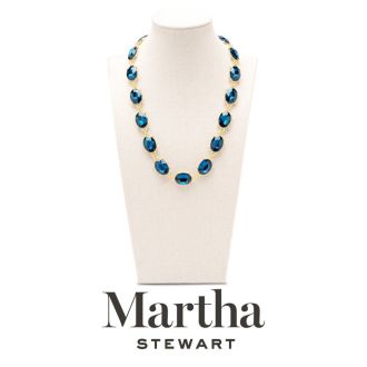 Martha Stewart Oval Crystal Statement Necklace, Blue