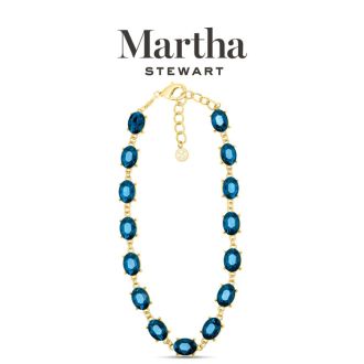 Martha Stewart Oval Crystal Statement Necklace, Blue
