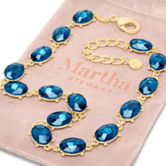 Martha Stewart Oval Crystal Statement Necklace, Blue