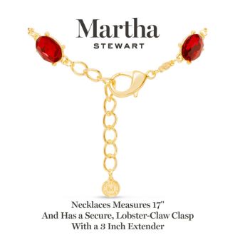 Martha Stewart Oval Crystal Statement Necklace, Red