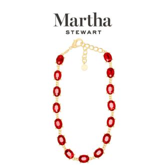 Martha Stewart Oval Crystal Statement Necklace, Red
