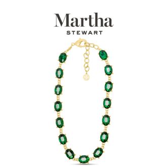 Martha Stewart Oval Crystal Statement Necklace, Green