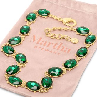 Martha Stewart Oval Crystal Statement Necklace, Green