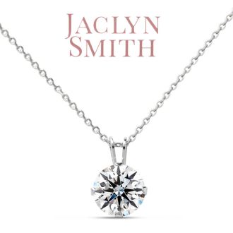 Jaclyn Smith 1/4 Carat Moissanite Solitaire Necklace In White Gold With Free Chain