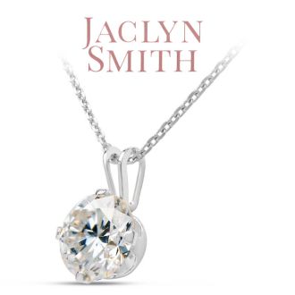 Jaclyn Smith 1/4 Carat Moissanite Solitaire Necklace In White Gold With Free Chain