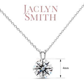 Jaclyn Smith 1/4 Carat Moissanite Solitaire Necklace In White Gold With Free Chain