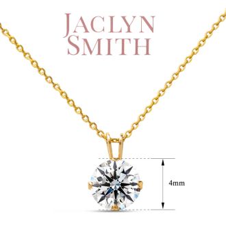 Jaclyn Smith 1/4 Carat Moissanite Solitaire Necklace In Yellow Gold With Free Chain