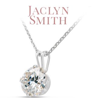 Jaclyn Smith 1/2 Carat Moissanite Solitaire Necklace In White Gold With Free Chain