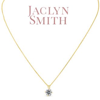 Jaclyn Smith 1/2 Carat Moissanite Solitaire Necklace In Yellow Gold With Free Chain