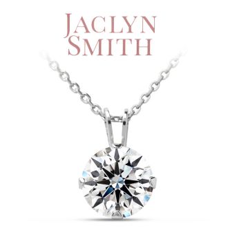 Jaclyn Smith 1 Carat Moissanite Solitaire Necklace In White Gold With Free Chain