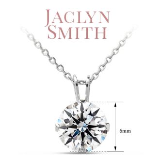 Jaclyn Smith 1 Carat Moissanite Solitaire Necklace In White Gold With Free Chain