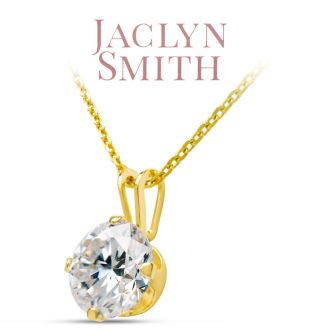 Jaclyn Smith 1 Carat Moissanite Solitaire Necklace In Yellow Gold With Free Chain