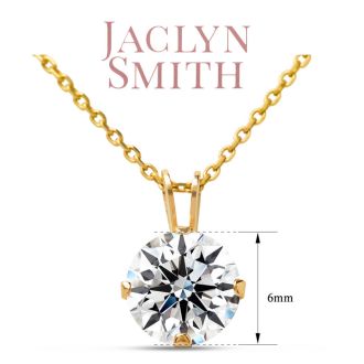 Jaclyn Smith 1 Carat Moissanite Solitaire Necklace In Yellow Gold With Free Chain