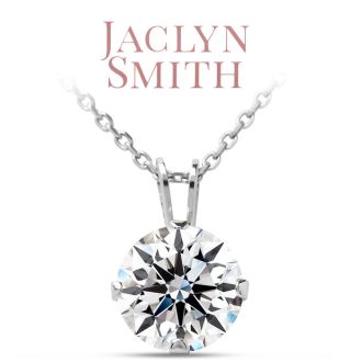 Jaclyn Smith 2 Carat Moissanite Solitaire Necklace In White Gold With Free Chain