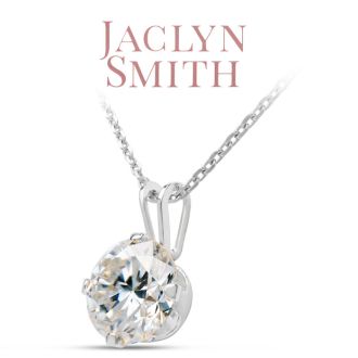 Jaclyn Smith 2 Carat Moissanite Solitaire Necklace In White Gold With Free Chain