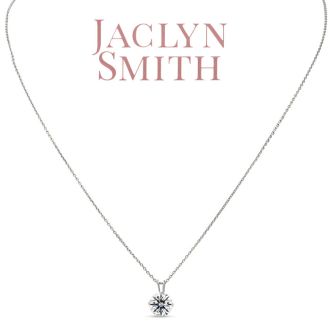 Jaclyn Smith 2 Carat Moissanite Solitaire Necklace In White Gold With Free Chain