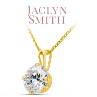 Jaclyn Smith 2 Carat Moissanite Solitaire Necklace In Yellow Gold