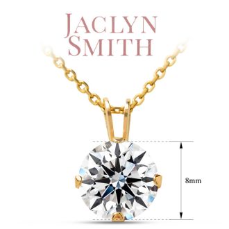 Jaclyn Smith 2 Carat Moissanite Solitaire Necklace In Yellow Gold