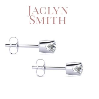 Jaclyn Smith 1/2 Carat Round Moissanite Stud Earrings in White Gold